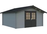 Gartenhaus PALMAKO "Lotta", hellgrau, anthrazit, ohne Fußboden, ohne Dacheindeckung, Massivholz, Gartenhäuser, Gartenhaus, verschiedene Farben