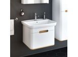 VitrA Sento Waschtisch-Unterschrank 60812 63 x 48,5 x 50 cm, Weiß Matt, Dekor, Überlaufloch, Hahnloch mittig