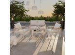 Beldano , Naturfarben, Beige , Metall, Glas, Textil , Füllung: Schaumstoff,Polyester , Tisch mit Glasplatte , Gartenmöbel, Loungemöbel, Loungegarnituren