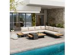 Loungegarnitur-Set Amaia Creme Metall/Outdoorstoff