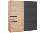 Schwebetürenschrank Oldenburg in Grau/Eiche ca. 180x198x64cm