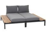 Modul-Loungegarnitur 2-tlg. Grau Teakholz