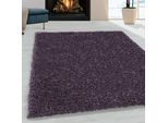 Hochflor-Teppich AYYILDIZ TEPPICHE "SYDNEY 3000", lila (violett), B:240cm H:30mm L:340cm, Polypropylen (PP), Teppiche, Shaggy, Langflor, uni, auch in rund, Wohnzimmer