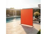 Sichtschutz Textil Silber/Terracotta