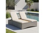 Gartenliege Monero Creme Holz/Metall/Kunststoff
