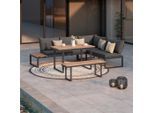 Beldano , Anthrazit, Naturfarben, Dunkelgrau , Metall, Kunststoff, Textil , Füllung: Schaumstoff,Polyester , L-Form , 254x184 cm , UV-beständig, wetterbeständig , Gartenmöbel, Loungemöbel, Loungegarnituren