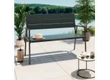 Beldano , Schwarz , Metall, Kunststoff , Holzoptik , 116x58x85 cm , mit Rückenlehne , Gartenmöbel, Gartenbänke