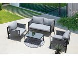Gartenset 4-tlg. Grau/Schwarz