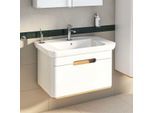 VitrA Sento Waschtisch-Unterschrank 60813 78 x 48,5 x 50 cm, Weiß Matt, Dekor, Überlaufloch, Hahnloch mittig