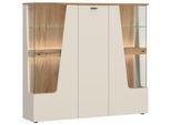 Vitrine 3-türig, Cut Out B: 150 cm,Kaschmir/Eichefarben