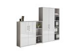 Aktenschrank Office Edition Sw Set 4 Grau/Weiß