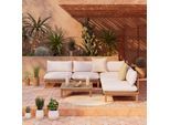 Loungegarnitur Chris Akazie/Beige Echtholz