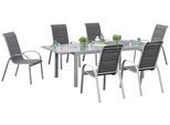 Gartenmöbel Set 7-tlg Amalfi di Lusso Metall/Glas/Textil
