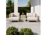 Loungegarnitur Marilou Creme/ Hellgr Outdoorstoff/Kunststoff