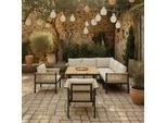 Dining-Loungeset Cassandra Hellbraun Holz/Aluminium
