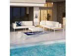 Loungegarnitur Änna Creme Outdoorstoff/Metall +Abdeckung