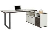 Eckschreibtisch in Grau/Weiß