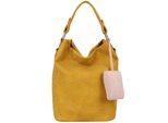 Schultertasche FRITZI AUS PREUSSEN "Ella Hobo", Mädchen, Gr. B/H/T: 17cm x 37cm x 27cm, gelb, Lederimitat, unifarben, Taschen Schultertasche, mit tollem Anhänger und kerniger Materialstruktur
