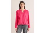 Langarmbluse CECIL, Damen, Gr. XL (44), geranium rot, Stoff, 100% Viskose, unifarben, klassisch normal, V-Ausschnitt, Bündchen, Blusen, in Blusen-Optik