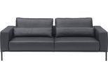 3-Sitzer MUSTERRING "JustBPM100, 242 cm breit, aus hochwertigem Leder", grau (navy), B:242cm H:88cm T:107cm, 100% Leder, Sofas, XL-Sofa, wahlweise mit Nierenkissen und mot. Sitzauszug, Fuß schwarz