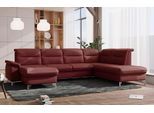 Wohnlandschaft SIT & MORE "Astoria U-Form", rot (bordeaux), B:327cm H:91cm T:225cm, 100% Polyester, Sofas, Wohnlandschaft, wahlweise mit motorischer Relaxfunktion