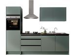 Küchenzeile BASIC BY BALCULINA "Isis B/T/H 273x60x210 cm", küche: grün, front: grün, korpus: grün, arbeitsplatte: granit grau, B:273cm H:210cm T:60cm, Komplettküchen-Sets, Küchenzeile, Breite 273 cm, wahlweise mit E-Geräten und Induktionskochfeld