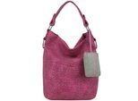 Schultertasche FRITZI AUS PREUSSEN "Ella Hobo", Mädchen, Gr. B/H/T: 17cm x 37cm x 27cm, pink, Lederimitat, unifarben, Taschen Schultertasche, mit tollem Anhänger und kerniger Materialstruktur