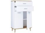 Mid.you Highboard , Weiss, Eichefarben , Metall , Holzoptik , 1 Fächer , 2 Schublade(n) Schubladen , 60x97x28 cm , stehend, in verschiedenen Holzdekoren erhältlich , Kleinmöbel, Kommoden, Highboards
