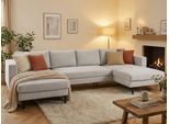Wohnlandschaft TRENDMANUFAKTUR "Amazing II, wahlw. mit Schlaffunktion & Bettkasten, Fuß schwarz", opal grau, B:305cm H:81cm T:161cm, Sofas, Wohnlandschaft, Sofa in U-Form, in Cord, Struktur LEO o. Struktur LINO, Breite 305 cm