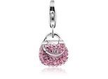 Charm-Einhänger NENALINA "Tasche Anhänger 925 Silber, mit Kristallen von Swarovski", silber, Charms, Damen, mit Steinen, Silber 925 (Sterlingsilber)