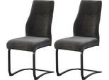 Esszimmerstuhl HOME AFFAIRE "VERNON, 2er Set, mit Metallgestell in matt schwarz", schwarz matt, pulverbeschichtet, anthrazit, B:43cm H:98cm T:59cm, Metall, Polyester, Stühle, Esszimmerstuhl, in verschiedenen Farben, Belsatbarkeit pro Stuhl 120 kg