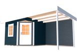 Gartenhaus WEKA "Designhaus 213A Gr.2", schwarz-weiß (anthrazit, weiß, naturbelassen), Fußboden im Gartenhaus, Rückwand, ohne Dacheindeckung, Massivholz, Gartenhäuser, Gartenhaus