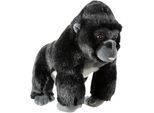 Kuscheltier HEUNEC "Endangered, Gorilla 26 cm", schwarz (schwarz, grau), Plüschfiguren, KinderH:26cm, Polyester, Kuscheltier, H:26cm
