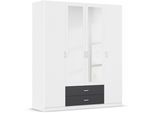 Kleiderschrank RAUCH "Schrank Garderobe Ankleide GAMMA Breiten 91/136/181/226/271/315/360 cm", weiß (alpinweiß, graumetallic, griffe alu), B:181cm H:210cm T:54cm, Holzwerkstoff, Schränke, Kleiderschrank, verschiedene Griff-Varianten, mit Spiegel TOPSELLER MADE IN GERMANY