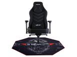 HYRICAN Gaming-Stuhl "Striker "Runner" ergonomischer Gamingstuhl, Schreibtischstuhl", schwarz (schwarz, schwarz, schwarz), B/H/T: 125cm, Stoff, Stühle, inklusive Bodenschutzmatte 1100x1100x2mm, Gaming-Stuhl