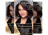 Coloration L'ORÉAL PARIS "PRÉFÉRENCE HAARFARBE", braun (3.12., intensives kühles dunkelbraun), Colorationen, Damen, Coloration, dauerhafte Haarcoloration mit 100% Grauabdeckung