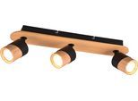 TRIO LEUCHTEN Deckenstrahler "ARUNI, Spot 3-flammig Wandspot Deckenspot exkl 3x GU10 max 10W", braun (holzfarben schwarz), 3, H: 15cm, 1 Stk., Leuchten, Deckenstrahler mit Materialmix Holz / Metall für Küche Flur Wohnzimmer, Deckenstrahler
