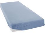 Spannbettlaken OTTO HOME "VALJE in Melange-Optik, hochwertiger Baumwoll-Jersey 130g/m²", blau (blau meliert), B:90cm L:200cm, Jersey, Obermaterial: 100% Baumwolle, Bettlaken, Spannbettlaken, Baumwolle, für Matratzen bis 25 cm Höhe, Bettlaken aus Melange-Garn