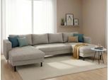 Wohnlandschaft TRENDMANUFAKTUR "Amazing II, wahlw. mit Schlaffunktion & Bettkasten, Fuß schwarz", grau, B:305cm H:81cm T:161cm, Sofas, Wohnlandschaft, Sofa in U-Form, in Cord, Struktur LEO o. Struktur LINO, Breite 305 cm