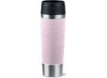 Thermobecher EMSA "Travel Mug Classic, mit 360-Trinköffnung, auslaufsicher, rutschfest", pink (pastell, pink), H:24,2cm Ø:8cm, Edelstahl, Kunststoff, Silikon, Trinkgefäße, Thermobecher, 4h heiß, 8h kalt - 360 ml / 6h heiß, 12h kalt - 500 ml, 100% dicht