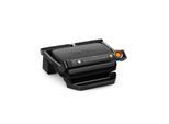 Kontaktgrill TEFAL "OptiGrill+, erneuerte Kochstufenanzeige, 6 automatische Programme", schwarz (schwarz, gebürsteter edelstahl), B:36cm H:17,5cm T:36,5cm, Kontaktgrill_Standgrill_Tischgrill_Teppanyakigrill, Kontaktgrill, spülmaschinengeeignete Platten, inkl. MyTefal App, GC717810