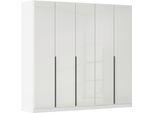 Drehtürenschrank OTTO HOME "Kleiderschrank Kleiderschränke Schrank Garderobe AGORDO mit Glasfront", weiß (alpinweiß, glas kristallweiß), B:226cm H:229cm T:54cm, Holzwerkstoff, Schränke, Drehtürenschrank, durchdachte Innenausstattung, in 8 Breiten und 2 Höhen MADE IN GERMANY