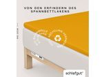 Spannbettlaken SCHLAFGUT "PURE TOPPER Bio-Baumwolle mit Elasthan 170 g/m² für Topper bis 10 cm", gelb (gelb deep), 1 Stk., Jersey-Elasthan, 90-100x200-220 10cm, Jersey-Elasthan, Obermaterial: 95% Baumwolle, 5% Elasthan, Bettlaken, Spannbettlaken, PREMIUM Laken für Matratzen bis 10 cm Höhe, dehnbar, blickdicht