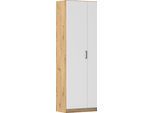 Mehrzweckschrank RAUCH "Garderobe Kleiderschrank Schrank Schuhschrank Putzschrank MINOSA", weiß (eiche artisan, alpinweiß, griffe graumetallic), B:69cm H:210cm T:41cm, Holzwerkstoff, Schränke, Mehrzweckschrank, In 4 Breiten mit vielen Einlegeböden für viel Stauraum MADE IN GERMANY