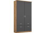 Kleiderschrank RAUCH "Kleiderschrank Schrank Garderobe deckenhoher Schrank BREMEN", grau (grau, eiche artisan), B:91cm H:199cm T:58cm, Holzwerkstoff, Schränke, Kleiderschrank, in vielen Farbvariationen, inkl. Kranzblende MADE IN GERMANY