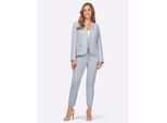 Hosenanzug HEINE, Damen, Gr. 44, Normalgrößen, blau (hellblau), 63% Polyester, 34% Viskose, 3% Elasthan, Anzüge Hosenanzug