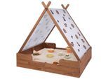 Sandkasten MUDDY BUDDY "Safari Seeker", braun, Sandkästen, Kinder, B/H/L: 120cm x 140cm x 140cm, Massivholz, Sandkasten, mit Zelt, kakaobraun, B:120cm H:140cm L:140cm