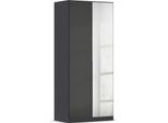 Drehtürenschrank OTTO HOME "Kleiderschrank Schrank Garderobe AGORDO mit Dekor- oder Hochglanzfront", grau (graumetallic, effektgrau hochglanz), B:91cm H:210cm T:54cm, Holzwerkstoff, Schränke, Drehtürenschrank, durchdachte Innenausstattung, in 8 Breiten und 2 Höhen MADE IN GERMANY