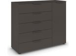 Schubkastenkommode RAUCH "Kommode Türkommode Sideboard Kombikommode FLIPP", graphit, B:120cm H:100cm T:42cm, Holzwerkstoff, Sideboards, Schubkastenkommode, 1-türig mit 5 Schubladen und Soft-Close-Funktion