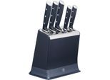 Messer-Set TEFAL "EverSharp Pro", schwarz (dunkelblau, edelstahl), Edelstahl, Kunststoff, Kochmesser-Sets, Messer-Set, selbstschärfender Messerblock, Klinge aus deutschem Edelstahl